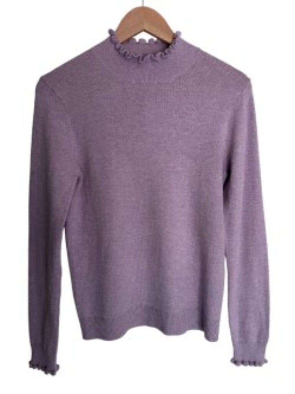 NWT Ann Taylor Purple Ruffle Neck Sweater Small